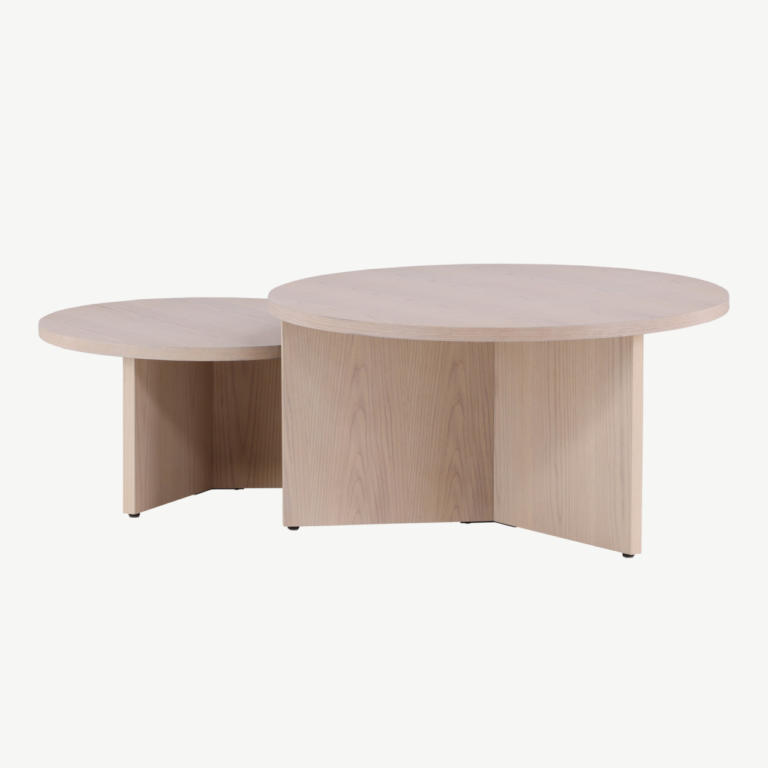 Valge peitsiga diivanilaudade komplekt Saltö (MDF, ø85 ja ø65 cm) - GR23955