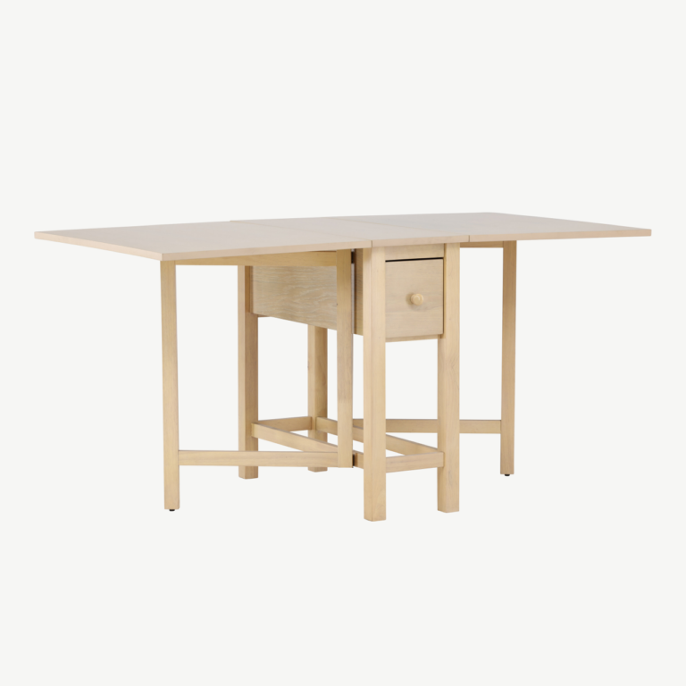 Valge peitsiga pikendatav söögilaud Edward (MDF, 80–150x80 cm) - 61913-130