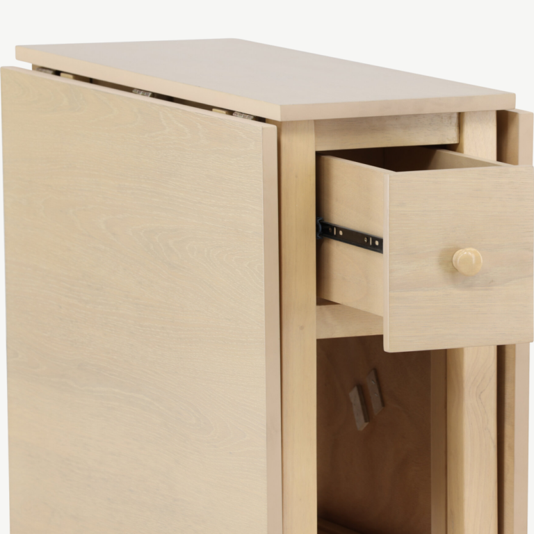 Valge peitsiga pikendatav söögilaud Edward (MDF, 80–150x80 cm) - 61913-130