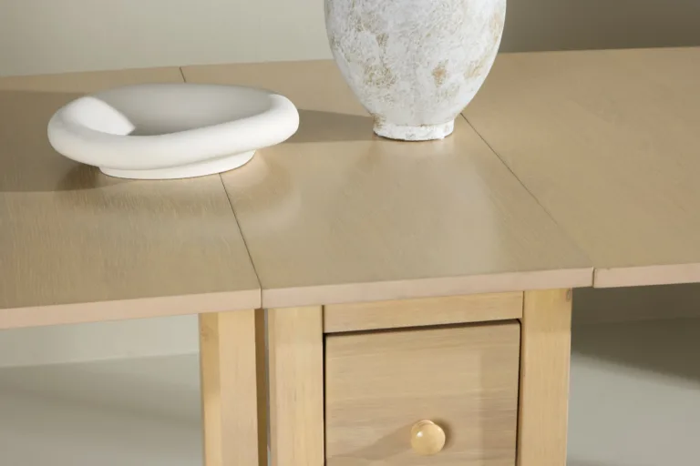 Valge peitsiga pikendatav söögilaud Edward (MDF, 80–150x80 cm) - 61913-130