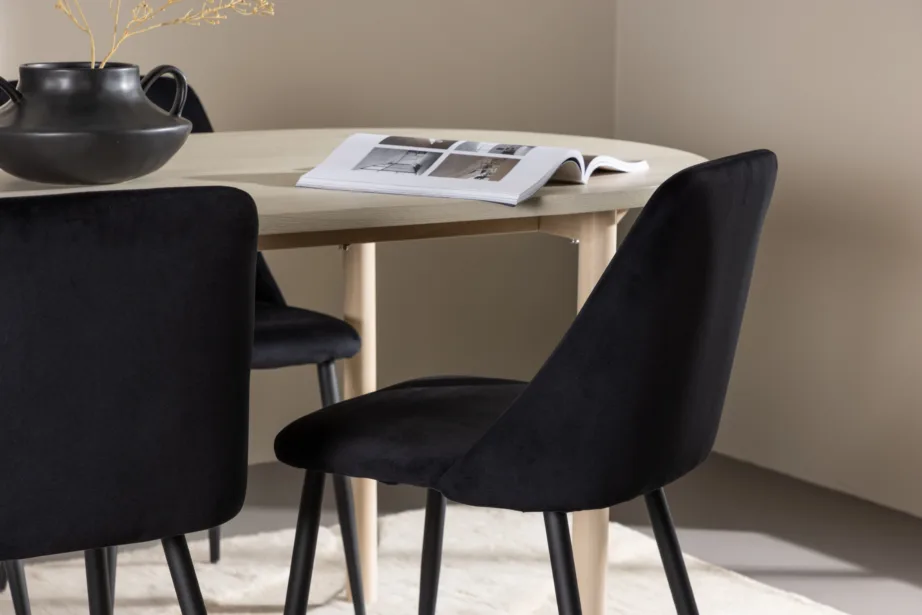 Valge peitsiga söögilauakomplekt Andy lauaga ja mustade Night toolidega (180×90 cm), GR24489 – 9