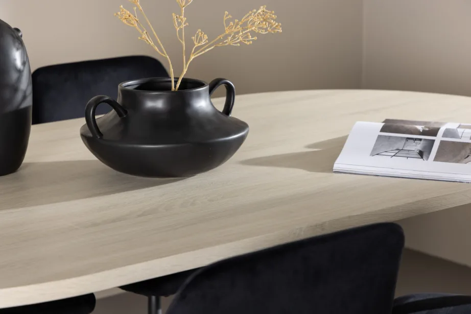 Valge peitsiga söögilauakomplekt Andy lauaga ja mustade Night toolidega (180×90 cm), GR24489 – 10