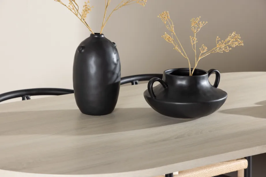 Valge peitsiga söögilaud Andy ja mustad rotangist söögitoolid Alfons (komplekt 1 laud + 4 tooli), GR24485 – 10