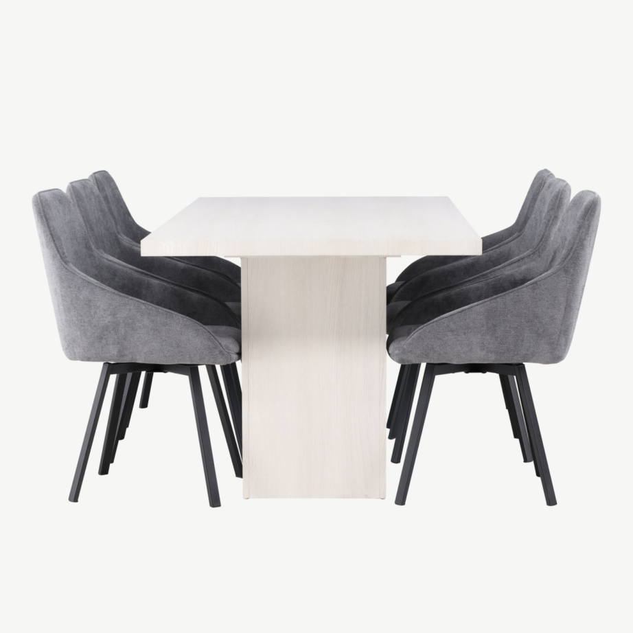 Valge peitsiga söögilaud Olga ja hallid Rosie toolid (6 tk), Skandinaavia stiilis, GR23709 – 3