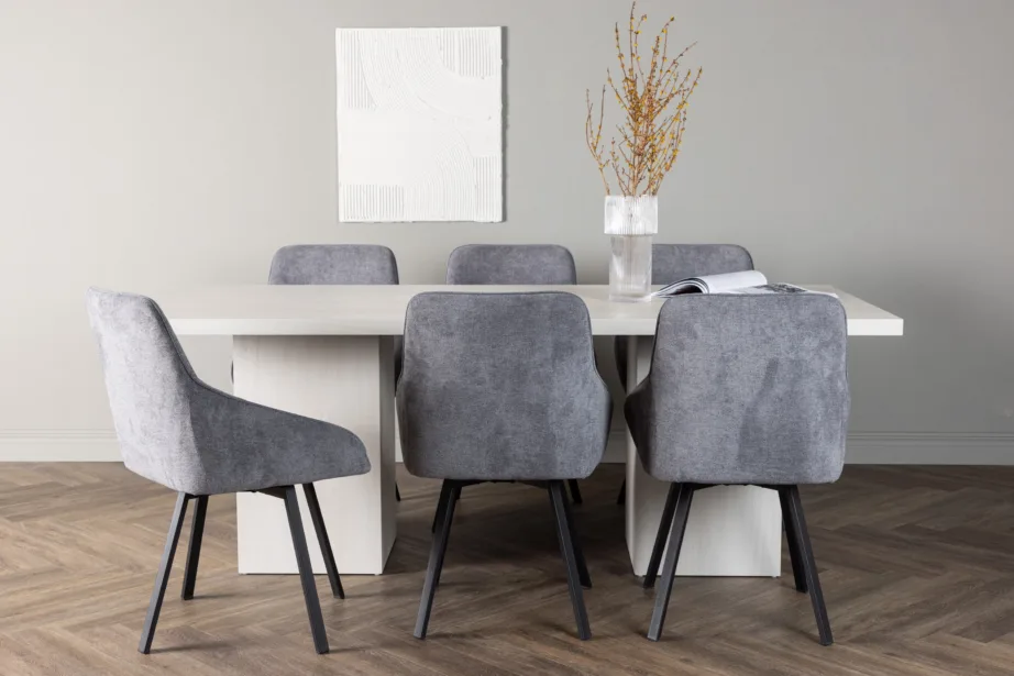 Valge peitsiga söögilaud Olga ja hallid Rosie toolid (6 tk), Skandinaavia stiilis, GR23709 – 5