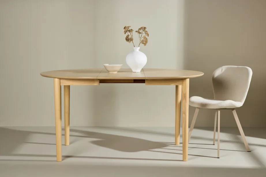 Valge peitsiga ümmargune söögilaud Gilda (pikendatav, ø110+40 cm), 61901-130 – 8