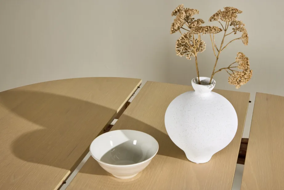 Valge peitsiga ümmargune söögilaud Gilda (pikendatav, ø110+40 cm), 61901-130 – 9