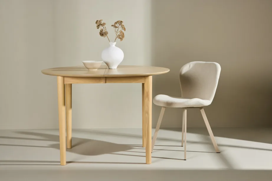 Valge peitsiga ümmargune söögilaud Gilda (pikendatav, ø110+40 cm), 61901-130 – 11