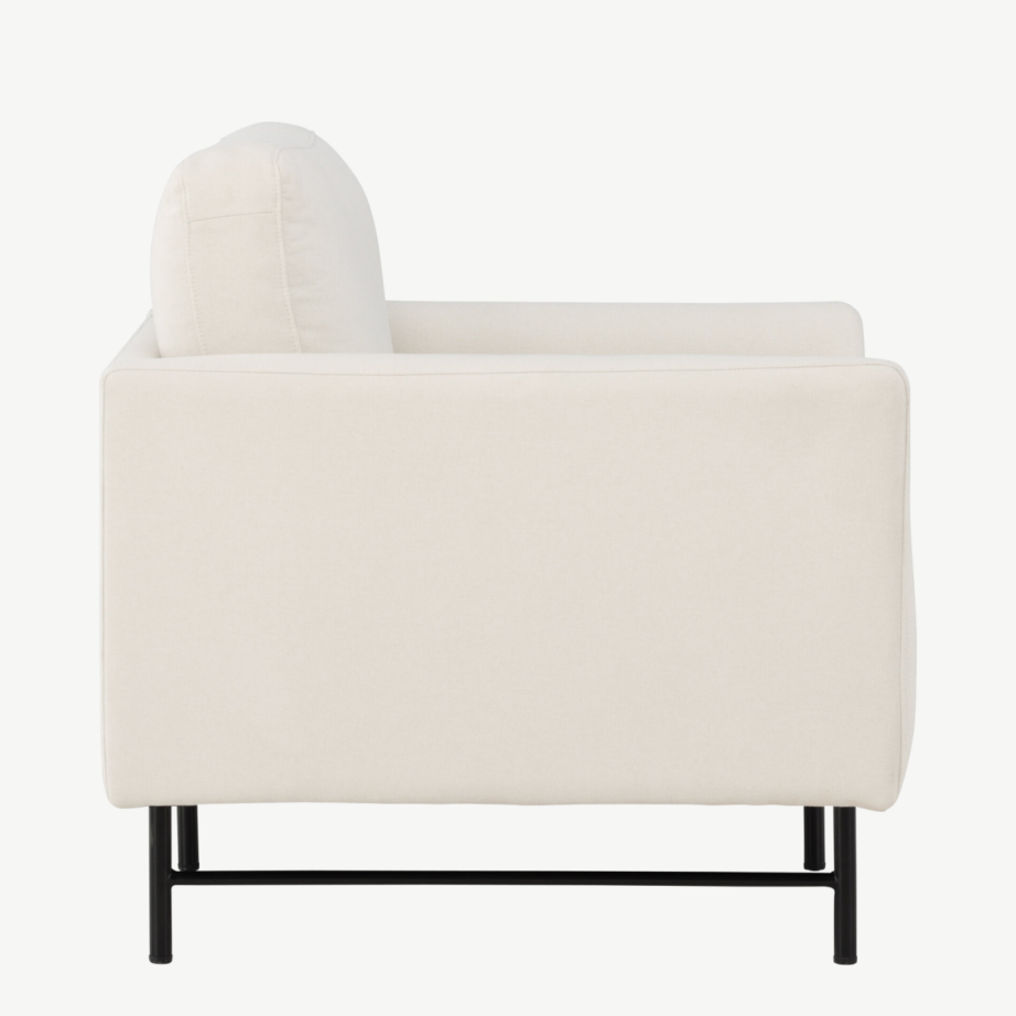 Valge polüesterkangaga tugitool Sky mustadel metalljalgadel, 62040-101 – 2