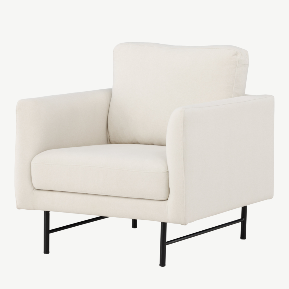 Valge polüesterkangaga tugitool Sky mustadel metalljalgadel, 62040-101