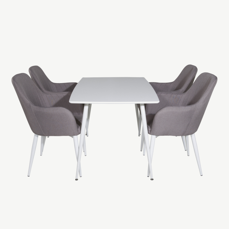 Valge söögilaud Polar (120x80cm) ja hallid polsterdatud toolid Comfort, komplekt 4 tooliga, GR24031 – 2