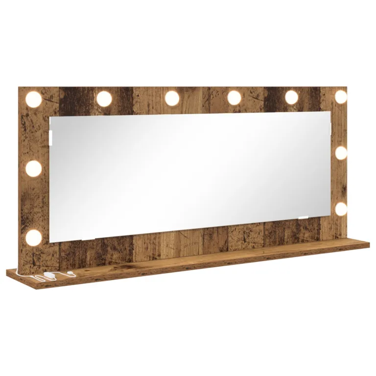 Vanity Mirror with LED Lights Old Wood 100x45x18 cm