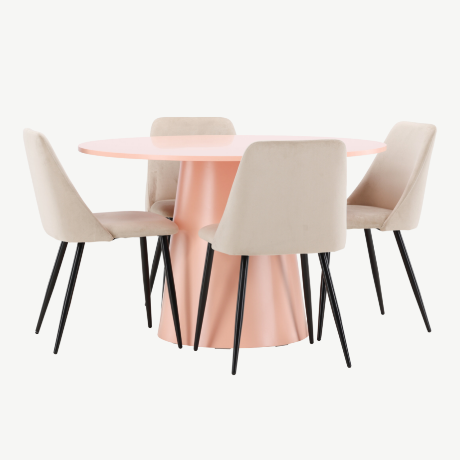 Virsikutooni ümmargune söögilauakomplekt Lanzo laud (⌀120 cm) ja 4 beeži Night tooli, GR24697 – 5