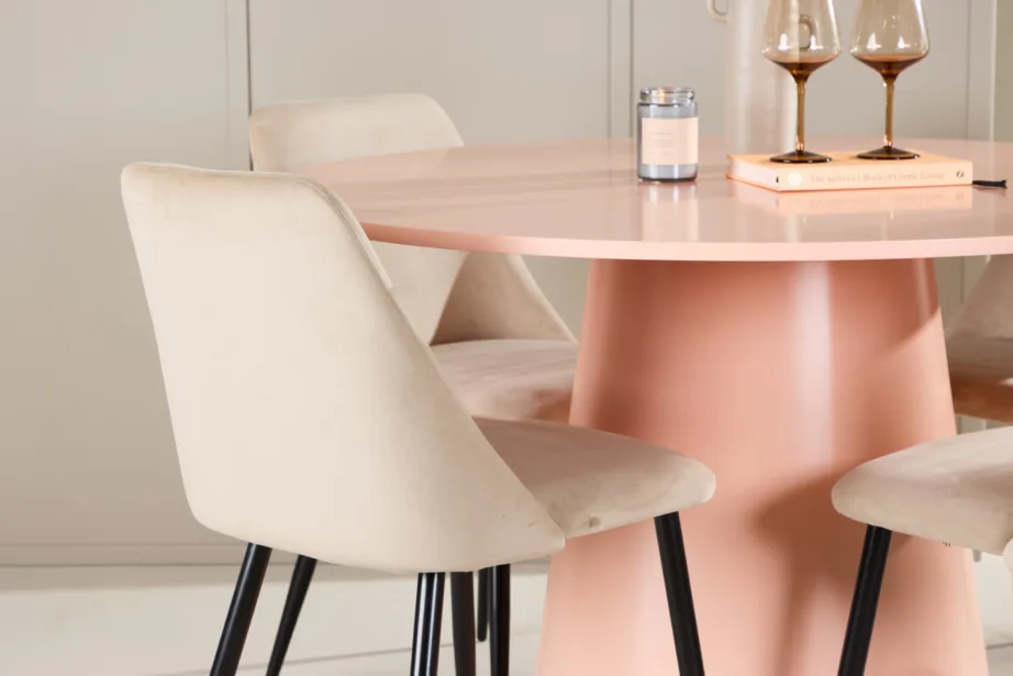 Virsikutooni ümmargune söögilauakomplekt Lanzo laud (⌀120 cm) ja 4 beeži Night tooli, GR24697 – 9