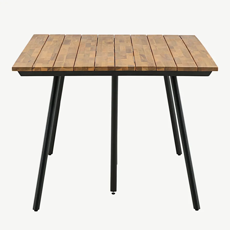 Akaatsiapuidust terrassilaud Chan (mustad terasjalad, 200×100 cm), 1453-408 – 2