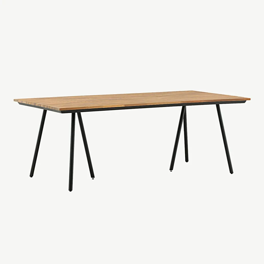 Akaatsiapuidust terrassilaud Chan (mustad terasjalad, 200×100 cm), 1453-408 – 3