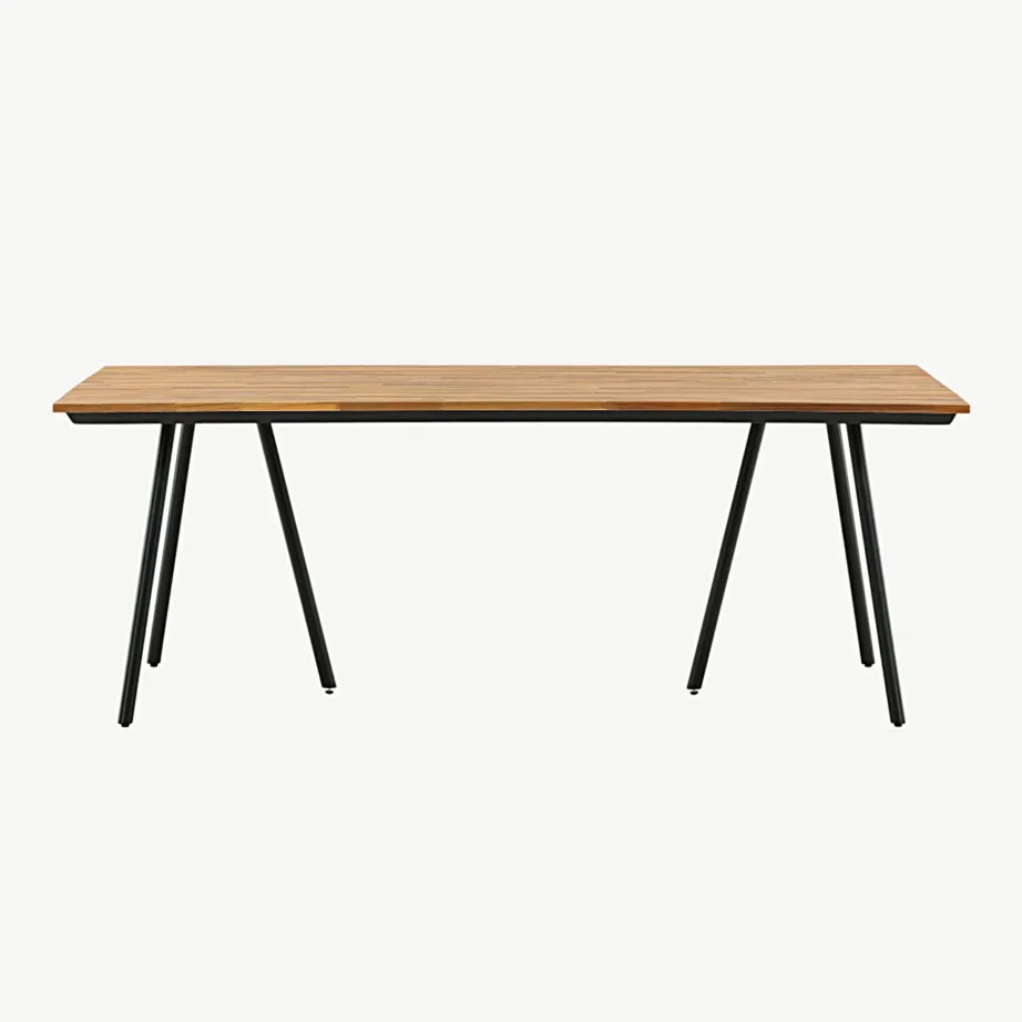 Akaatsiapuidust terrassilaud Chan (mustad terasjalad, 200×100 cm), 1453-408 – 6