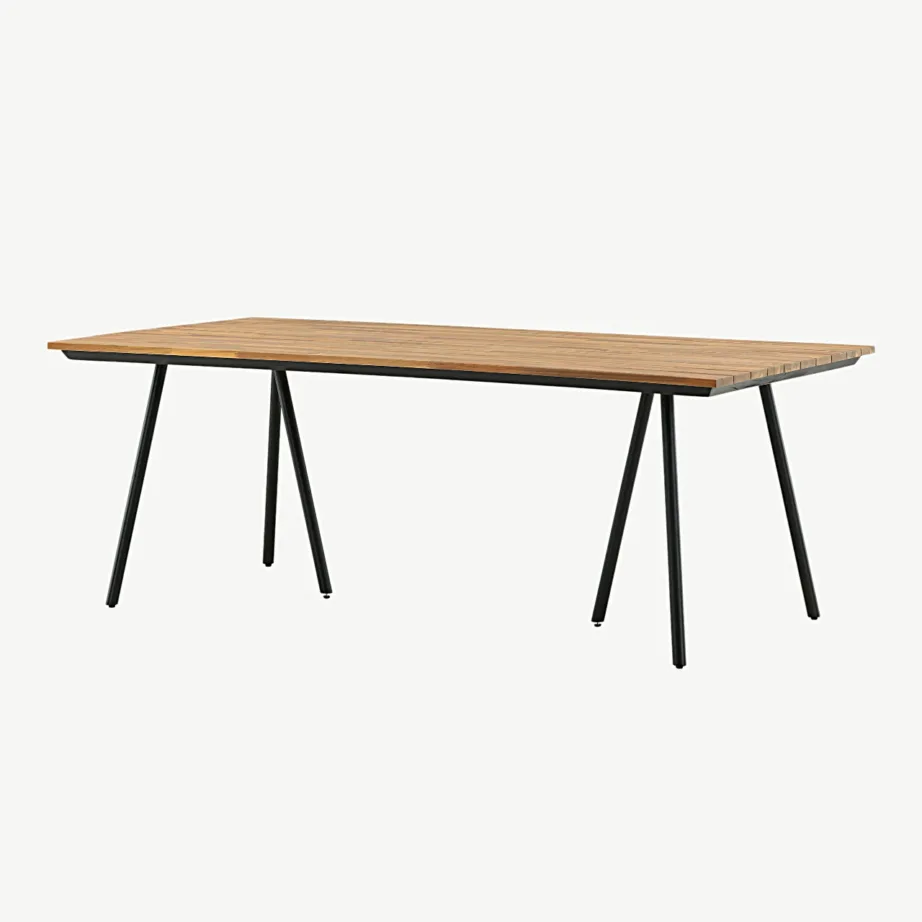 Akaatsiapuidust terrassilaud Chan (mustad terasjalad, 200×100 cm), 1453-408 – 7