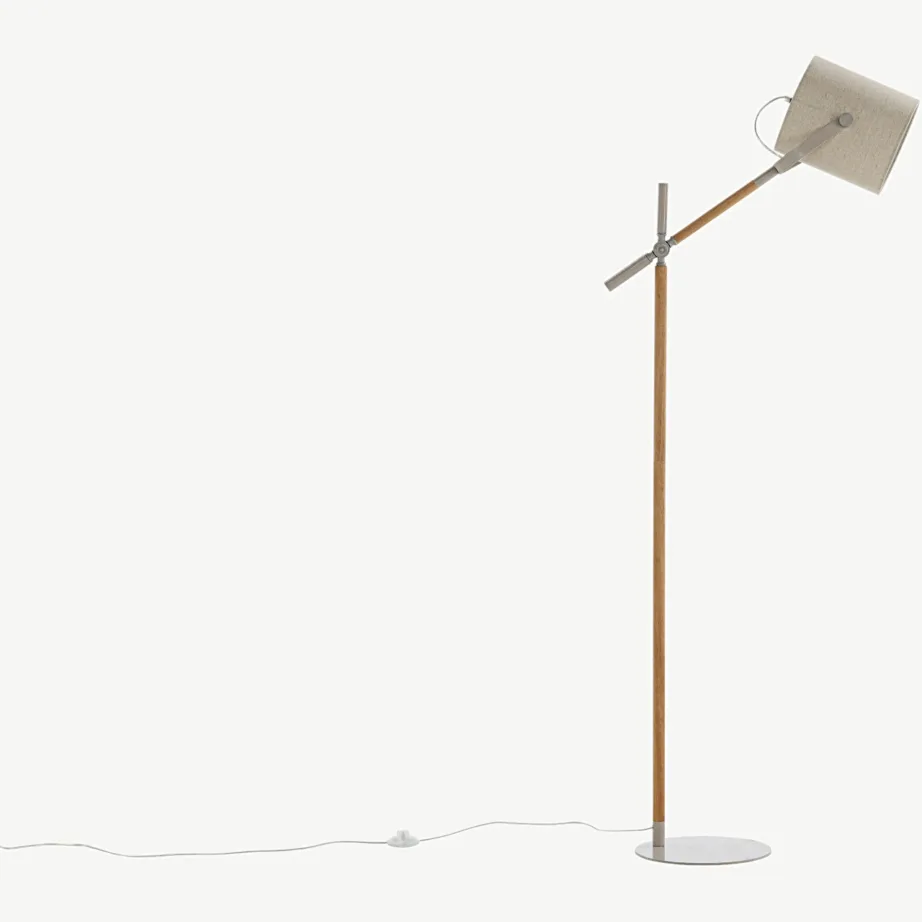 Reguleeritava varrega põrandalamp Dennis beeži polüesterlina ja puiduga, 15659-440 – 4