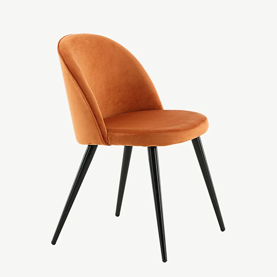 Roostekarva oranžist sametist söögitool mustade metalljalgadega Polar, 19924-866 – 3