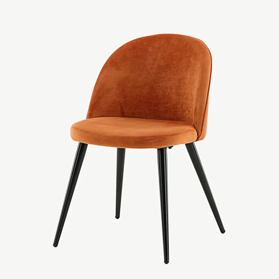 Roostekarva oranžist sametist söögitool mustade metalljalgadega Polar, 19924-866 – 5