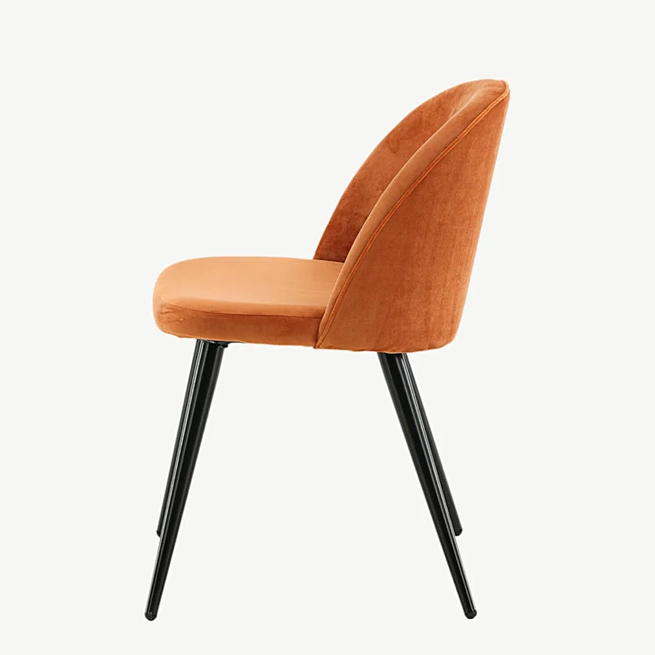 Roostekarva oranžist sametist söögitool mustade metalljalgadega Polar, 19924-866 – 7