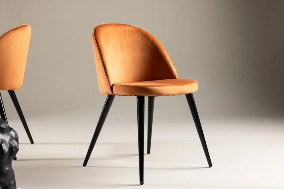 Roostekarva oranžist sametist söögitool mustade metalljalgadega Polar, 19924-866 – 9