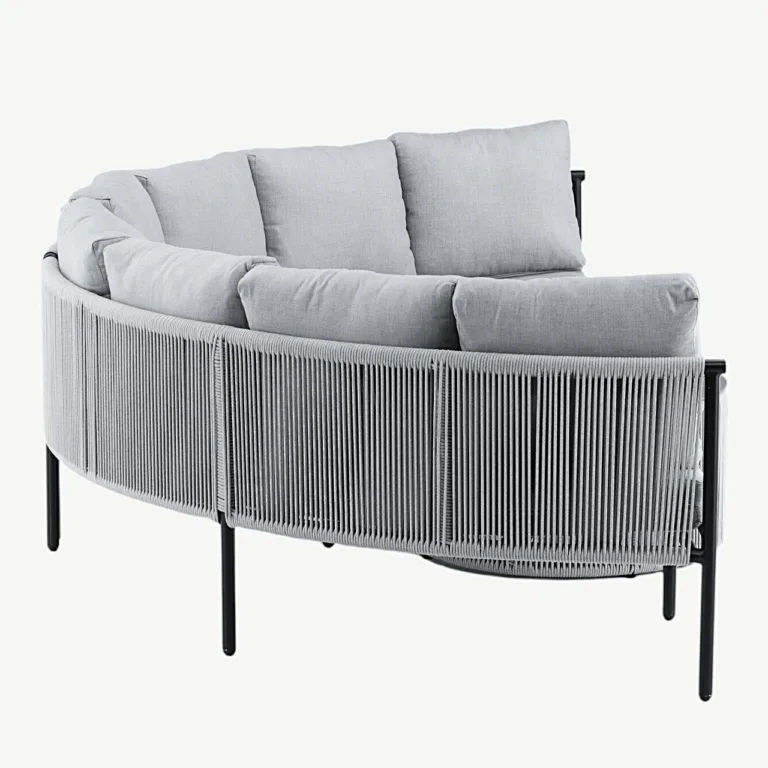 Virya poolkaarekujuline nurgadiivan õuekomplekt lauaga (alumiinium, polüesterköis, hall-must) - 2084-408