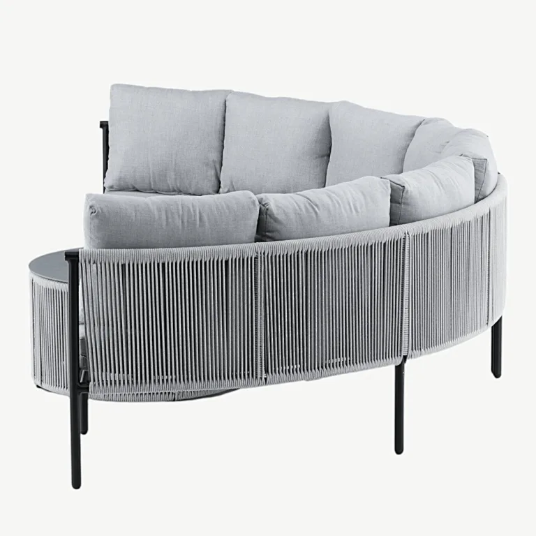 Virya poolkaarekujuline nurgadiivan õuekomplekt lauaga (alumiinium, polüesterköis, hall-must) - 2084-408