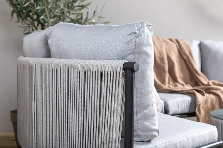 Virya poolkaarekujuline nurgadiivan õuekomplekt lauaga (alumiinium, polüesterköis, hall-must), 2084-408 – 12