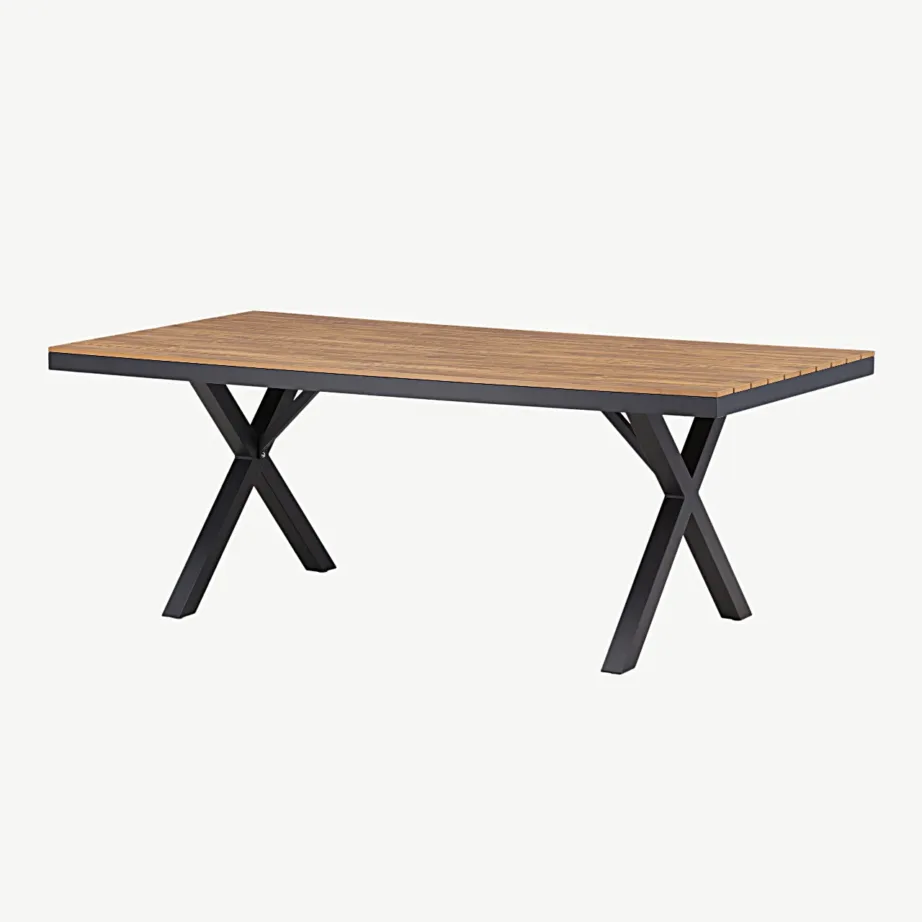 Ristkülikukujuline alumiiniumraamiga söögilaud Garcia, naturaalne spoon, 100 × 200 cm, 6005-000 – 6