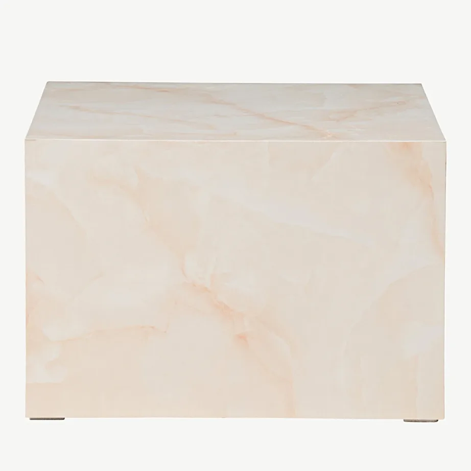 Helekollase marmori ilmega MDF-diivanilaud York (80 × 60 cm), 61289-151 – 2