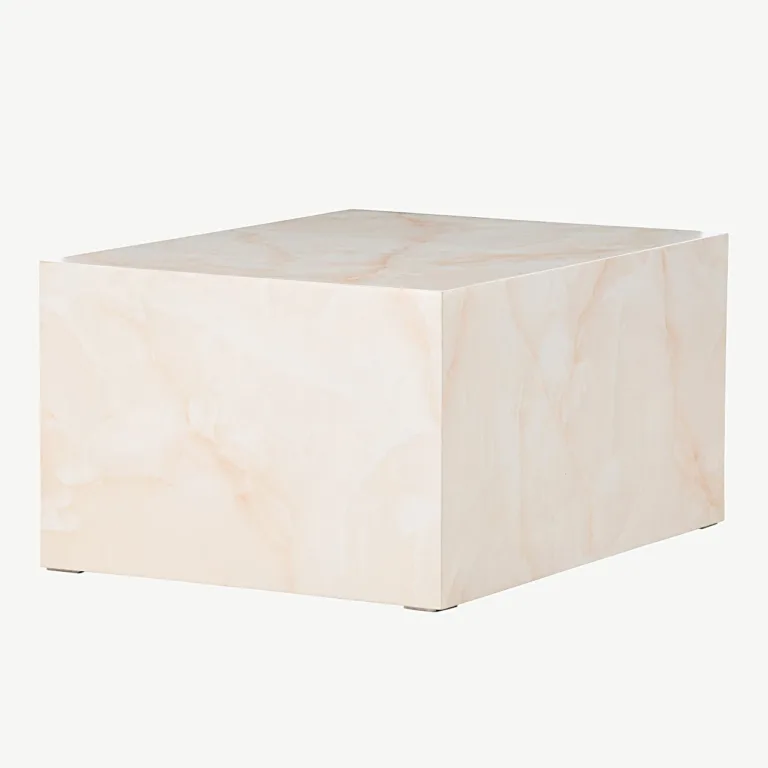 Helekollase marmori ilmega MDF-ist diivanilaud York, 80 × 60 cm - 61289-151