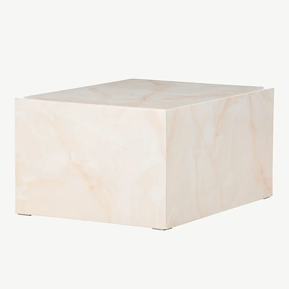 Helekollase marmori ilmega MDF-diivanilaud York (80 × 60 cm), 61289-151 – 3