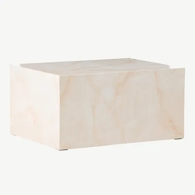 Helekollase marmori ilmega MDF-ist diivanilaud York, 80 × 60 cm - 61289-151