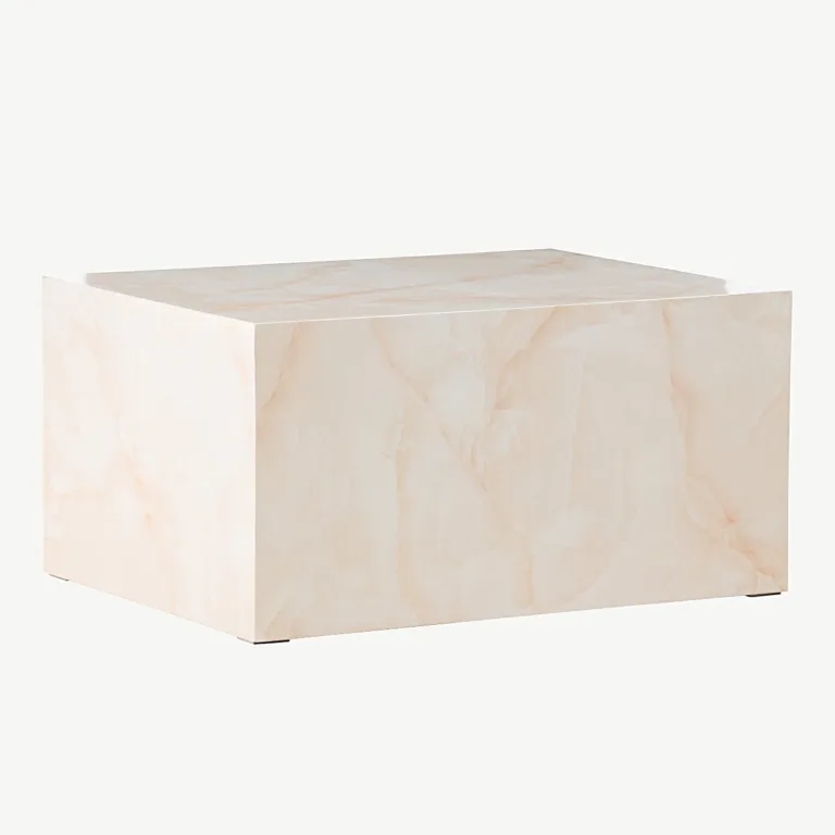 Helekollase marmori ilmega MDF-ist diivanilaud York, 80 × 60 cm - 61289-151