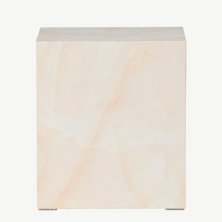 Helekollase marmorimustriga diivanilaud York, MDF, 40 × 40 × 45 cm, 61290-151 – 2