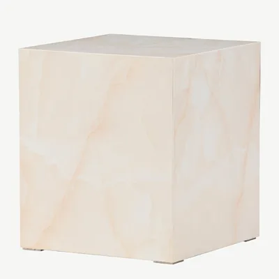 Helekollase marmorimustriga diivanilaud York, MDF, 40 × 40 × 45 cm - 61290-151