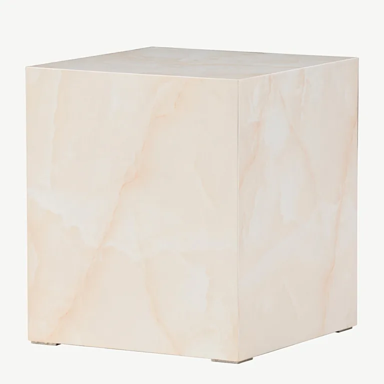Helekollase marmorimustriga diivanilaud York, MDF, 40 × 40 × 45 cm - 61290-151