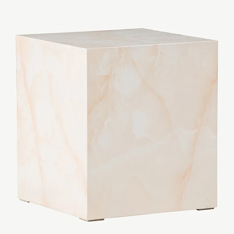 Helekollase marmorimustriga diivanilaud York, MDF, 40 × 40 × 45 cm - 61290-151