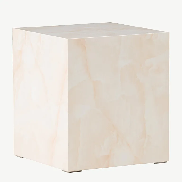 Helekollase marmorimustriga diivanilaud York, MDF, 40 × 40 × 45 cm - 61290-151