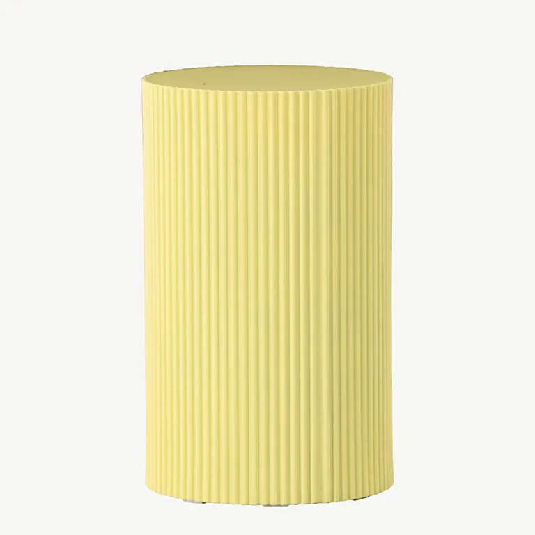 Helekollane soonilise viimistlusega MDF-abilaud Lenox (Ø30,5 cm, H 50 cm) - 61291-151