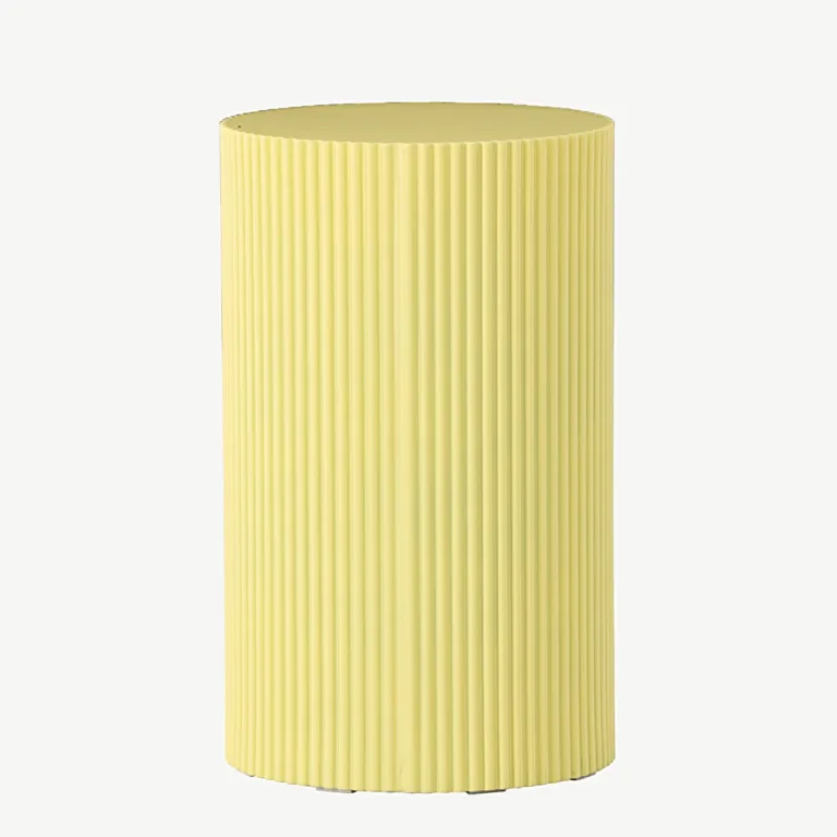 Helekollane soonilise viimistlusega MDF-abilaud Lenox (Ø30,5 cm, H 50 cm) - 61291-151