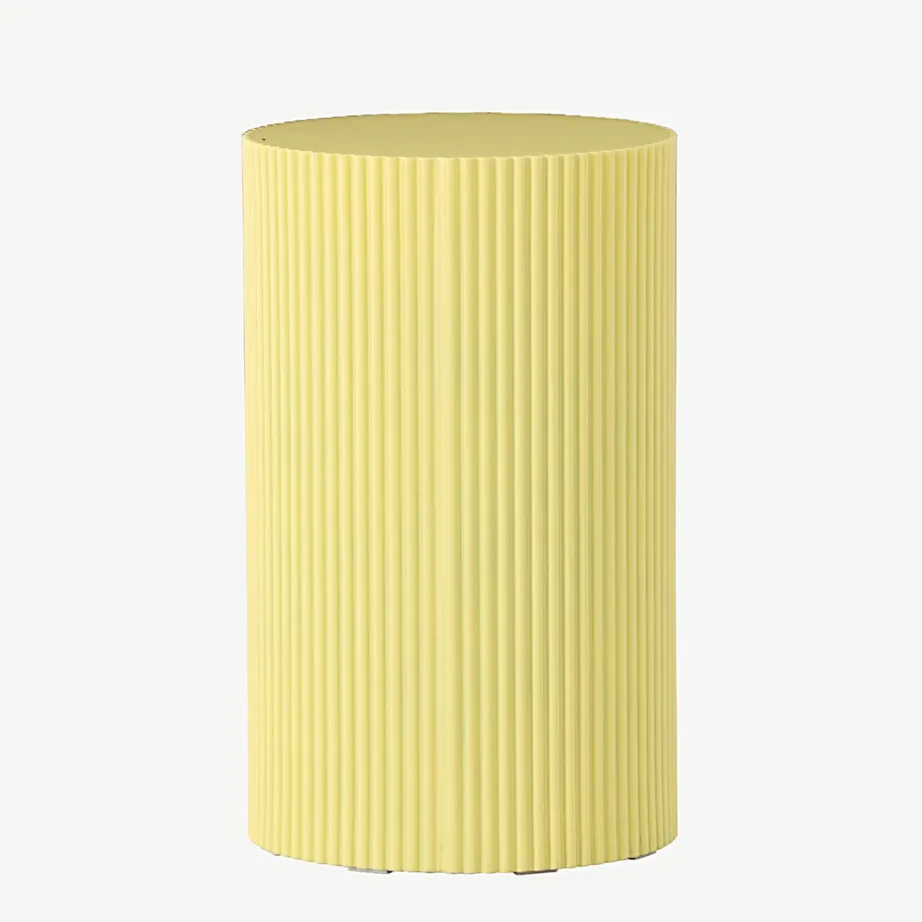 Helekollane soonilise viimistlusega MDF-abilaud Lenox (Ø30,5 cm, H 50 cm), 61291-151 – 2