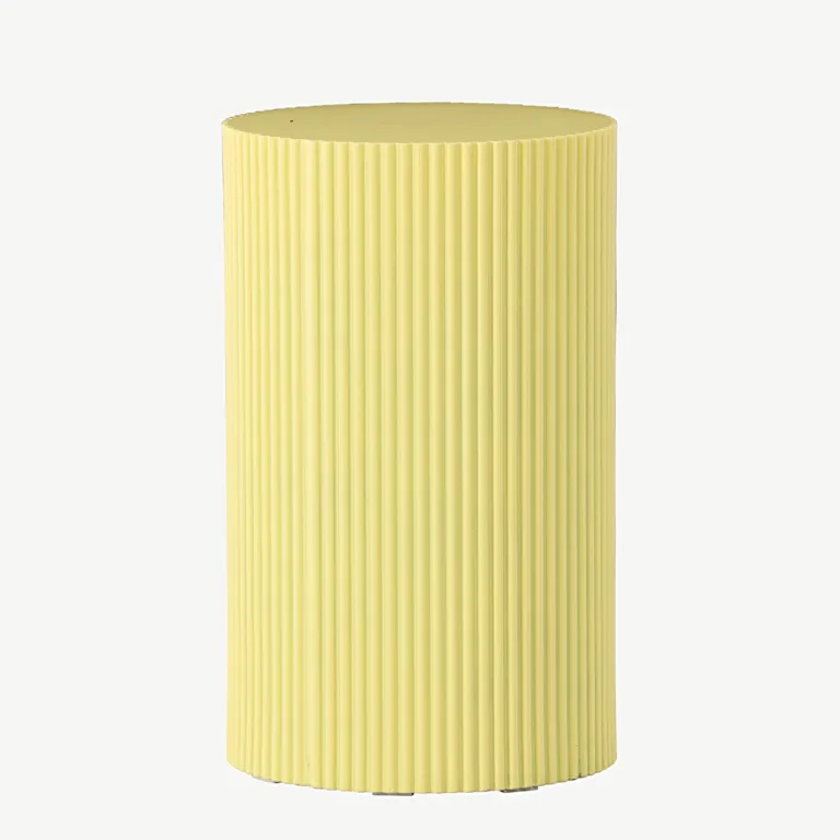 Helekollane soonilise viimistlusega MDF-abilaud Lenox (Ø30,5 cm, H 50 cm) - 61291-151