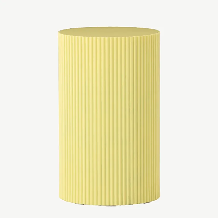 Helekollane soonilise viimistlusega MDF-abilaud Lenox (Ø30,5 cm, H 50 cm) - 61291-151