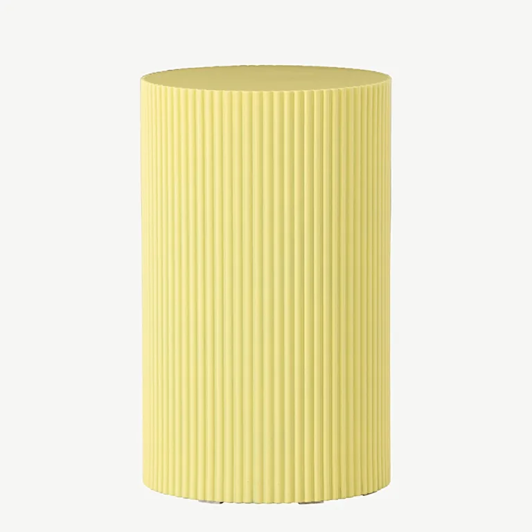Helekollane soonilise viimistlusega MDF-abilaud Lenox (Ø30,5 cm, H 50 cm) - 61291-151