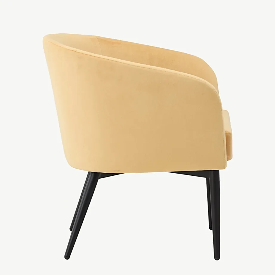 Kollasest sametist tugitool Fluffy mustade terasjalgadega, 61825-150 – 2