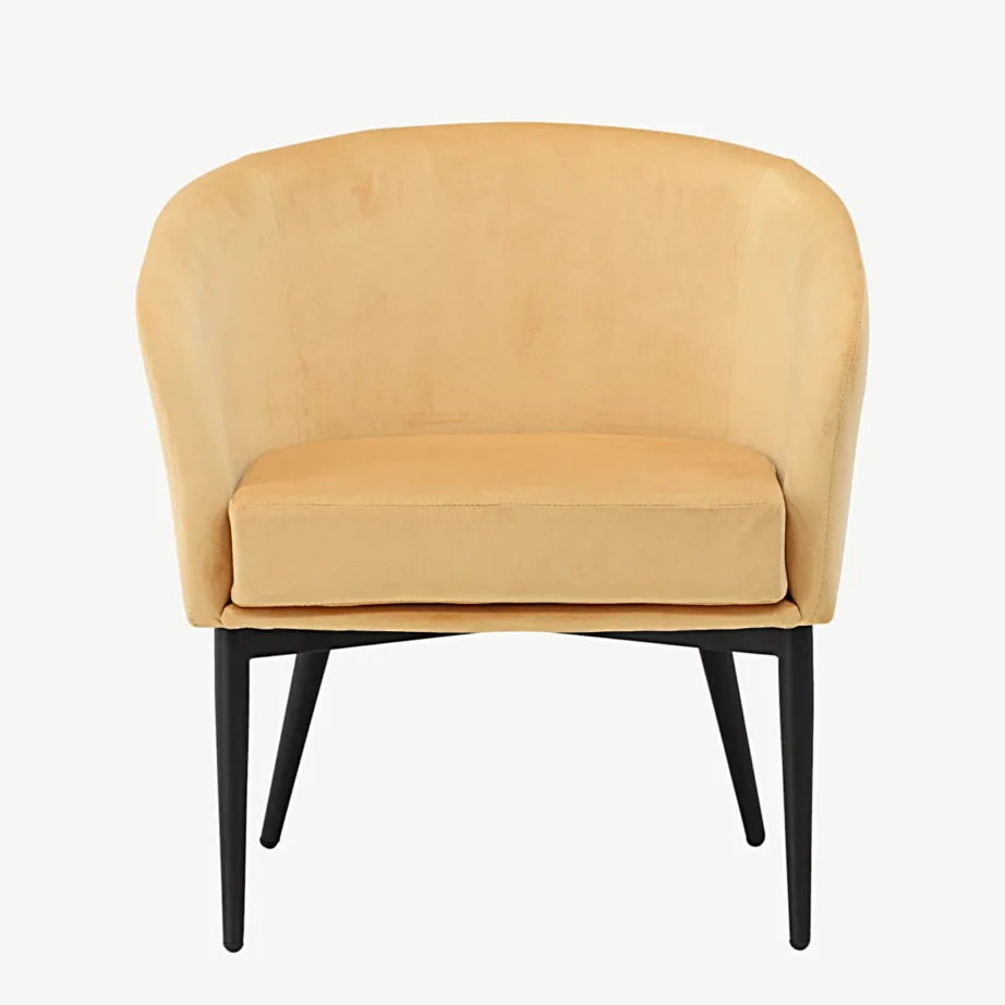 Kollasest sametist tugitool Fluffy mustade terasjalgadega, 61825-150 – 4