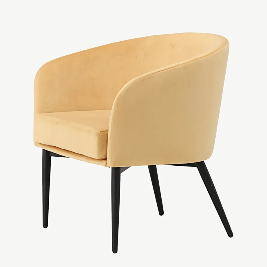 Kollasest sametist tugitool Fluffy mustade terasjalgadega, 61825-150 – 6